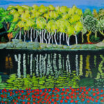 Putah Creek (from memory), 30x60 acrylic on canvas, 2000